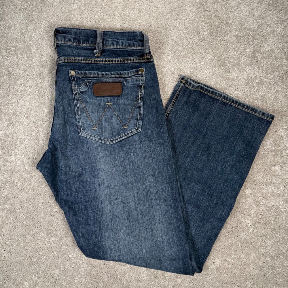 Wrangler Retro Slim Boot Blue Denim Jeans Men's 34x30 WLT77LY